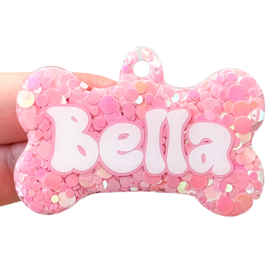 Pink Dot Glitter Tag