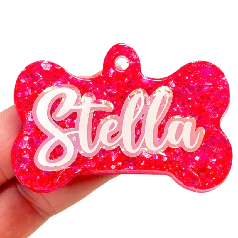 Flamingo Glitter Tag