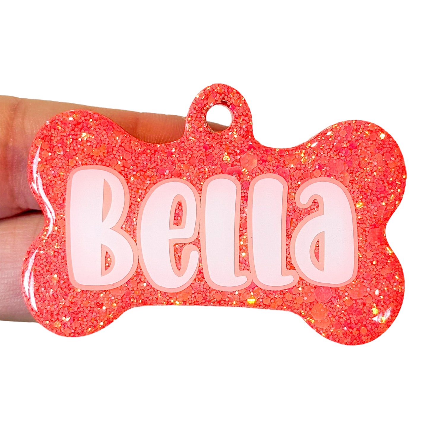 Coral Glitter Tag