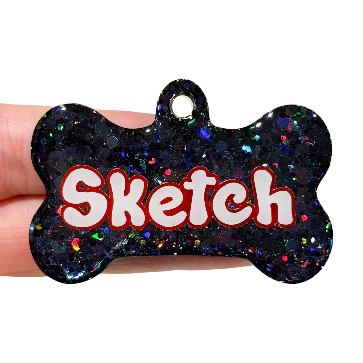 Black Holo Glitter Tag