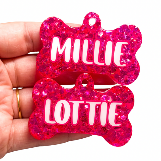 Flamingo Glitter Tag