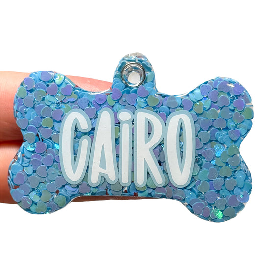 Iridescent Blue Hearts Tag