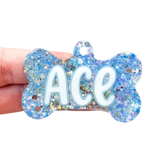 Icy Blue Glitter Tag