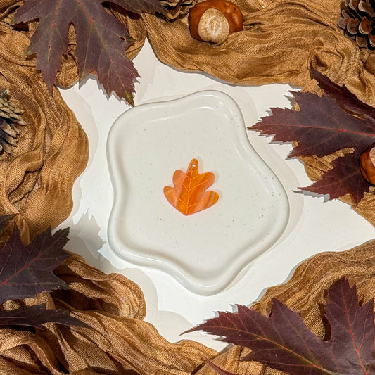 Orange Marble Leaf Dog Tag