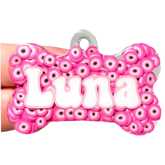 Pink Evil Eye Tag