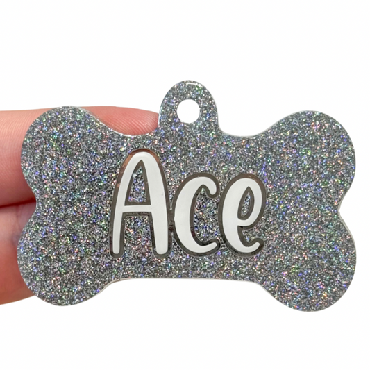 Plain Glitter Dog Tag