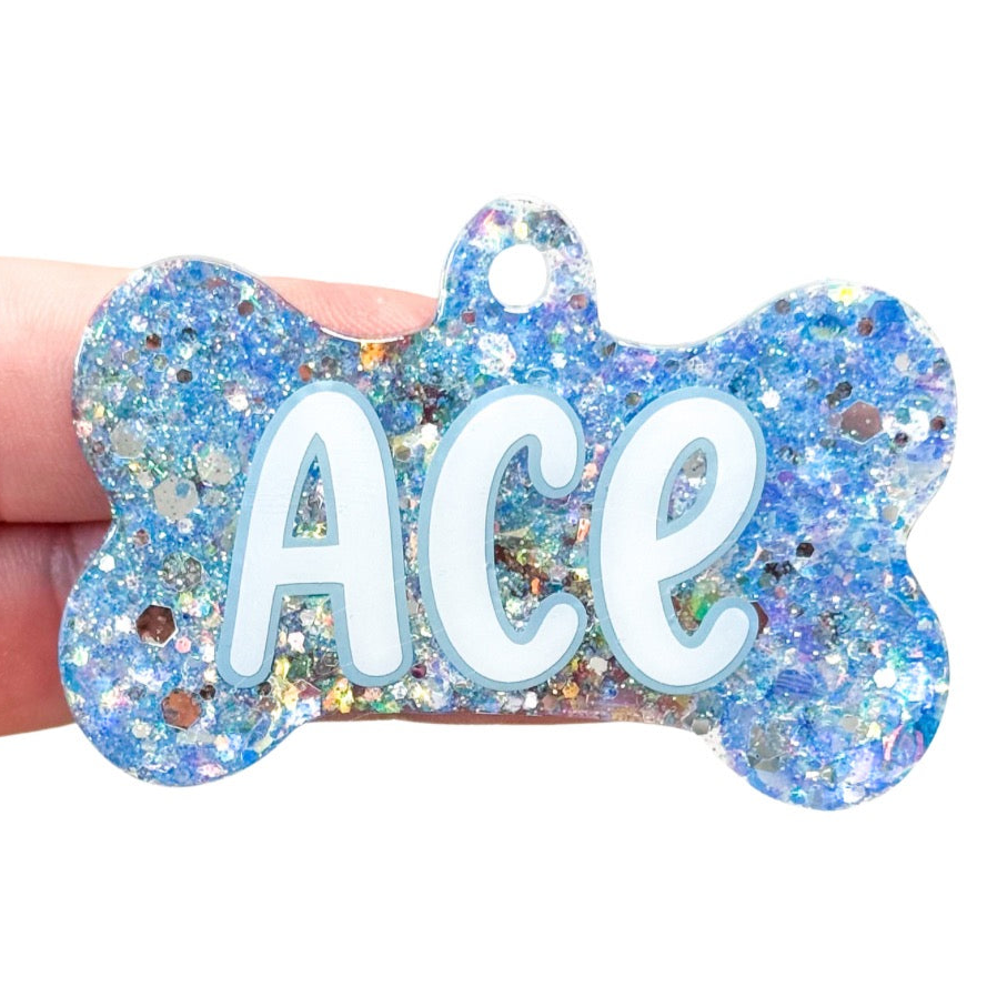 Icy Blue Glitter Tag