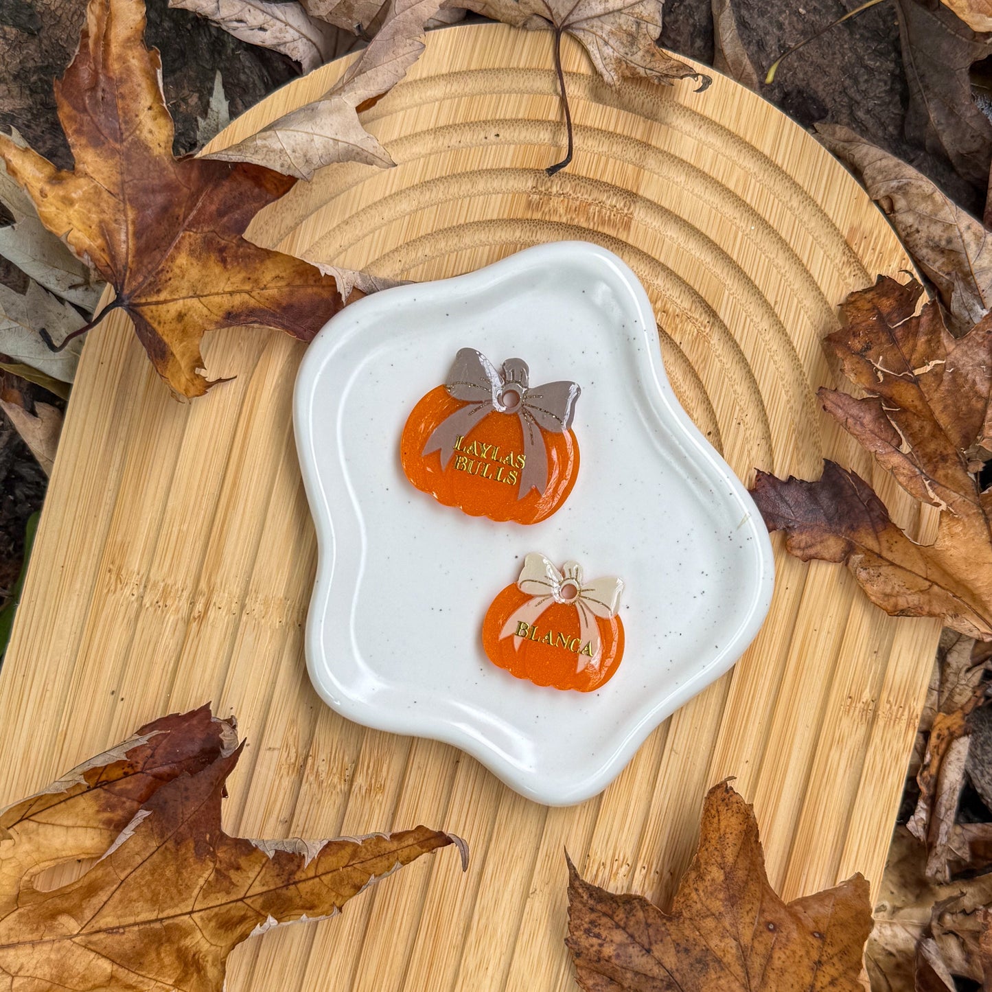 Pumpkin Bow Dog Tag