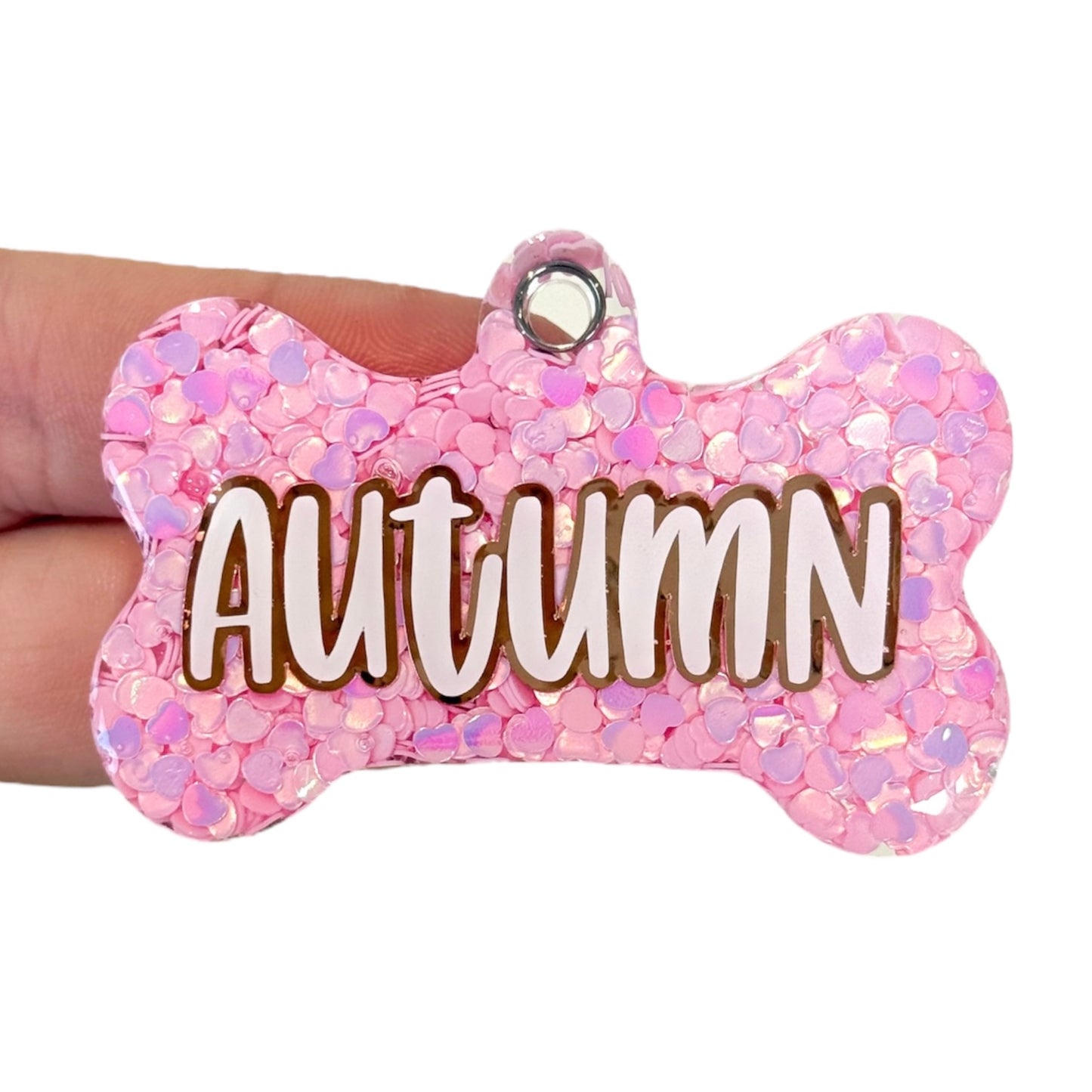 Iridescent Pink Hearts Tag