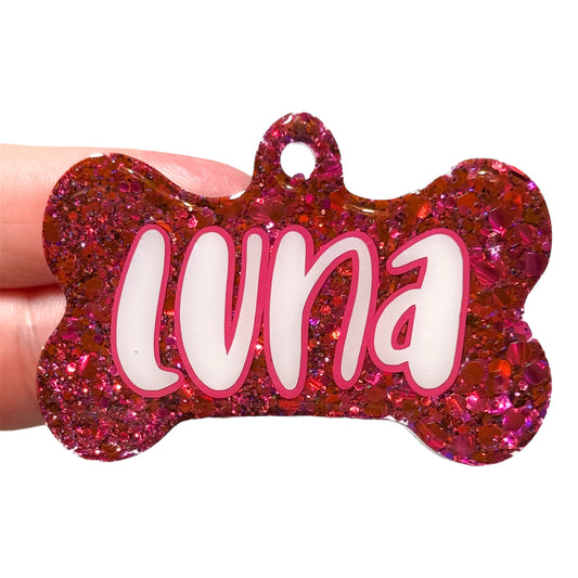 Rose Glitter Tag