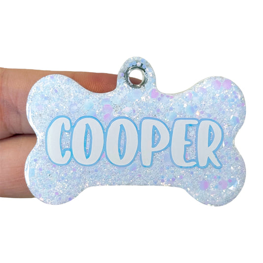 White Holo Glitter Tag